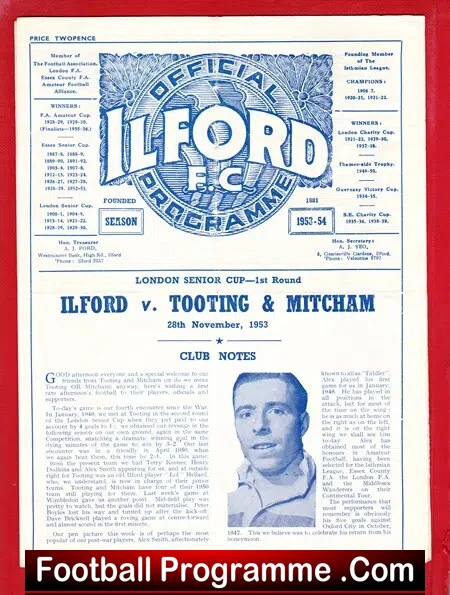 Ilford v Tooting Mitcham United 1953 – London Senior Cup