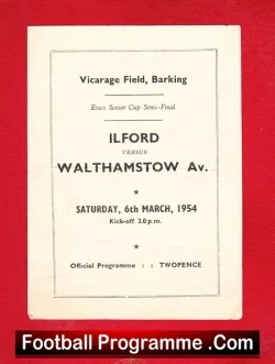 Ilford v Walthamstow Avenue 1954 – Senior Cup Semi Final Barking