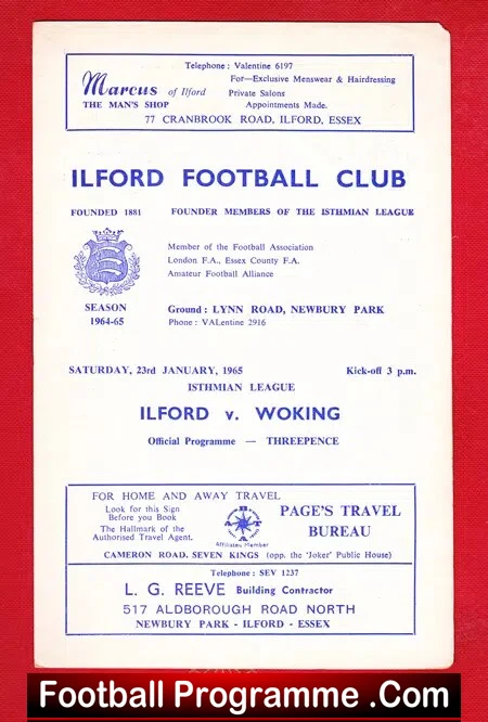 Ilford v Woking 1965