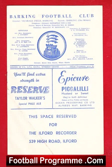 Isthmian League v Royal Navy 1965