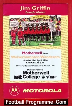 Jim Griffin Testimonial Benefit Game Motherwell 1996 - football programme