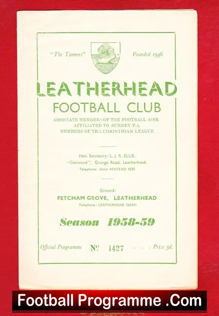 Leatherhead v Maidenhead United 1958