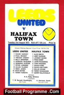 Leeds United v Halifax Town 1973 – West Riding Senior Cup Final