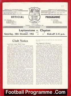 Leytonstone v Clapton 1952 - football programme