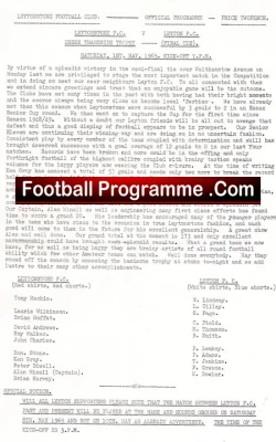 Leytonstone v Leyton 1965 - Essex Thameside Trophy Cup Final - football programme