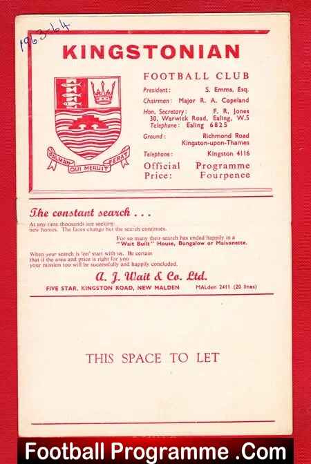 London FA v Army FA 1963 - at Kingstonian