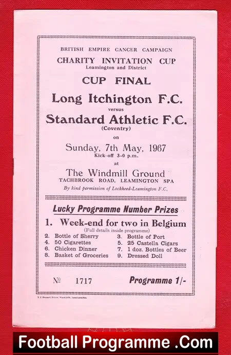 Long Itchington v Standard Athletic 1967 Charity Invitation Cup