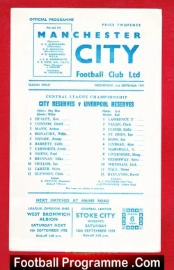 Manchester City v Liverpool 1970 - Reserves Match Championship - football programme