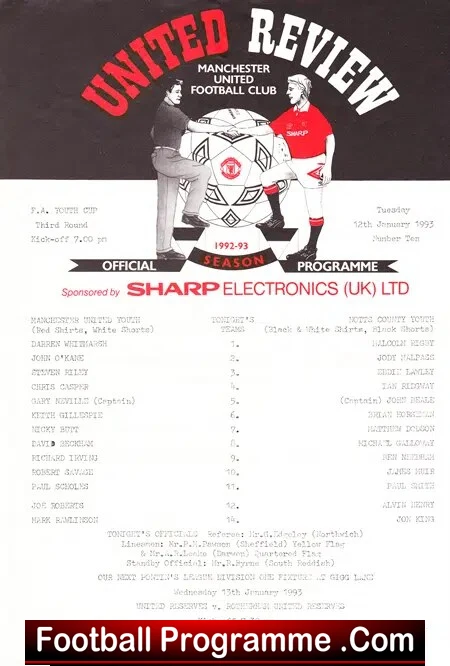 Manchester United v Notts County 1993 – Youth Cup – Beckham