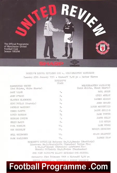 Manchester United v Wolves 1994 - Reserves Match - David Beckham