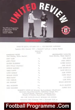 Manchester United v Wolves 1994 - Reserves Match - David Beckham - football programme