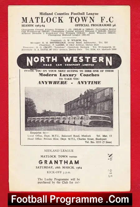 Matlock Town v Grantham Town 1964