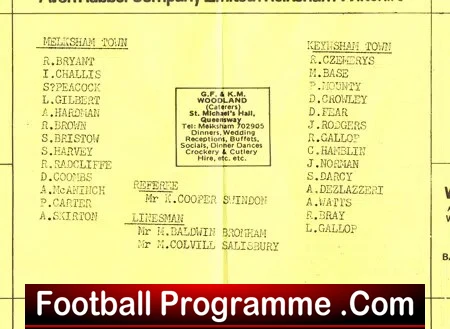 Melksham Town v Keysham Town 1978 - Western League