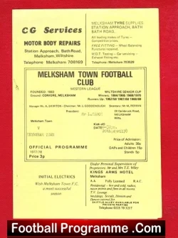 Melksham Town v Keysham Town 1978 - Western League - football programme