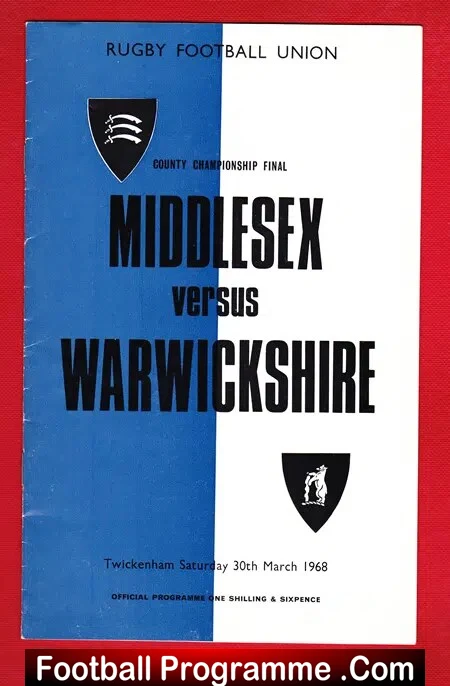 Middlesex Rugby v Warwickshire 1968 - County Championship Final