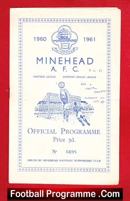 Minehead v Shepton Mallet 1961 – Somerset Cup Semi Final