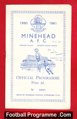 Minehead v Shepton Mallet 1961 – Somerset Cup Semi Final