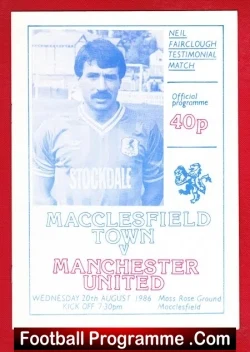 Neil Fairclough Testimonial Benefit Match Macclesfield Town 1986 - football programme