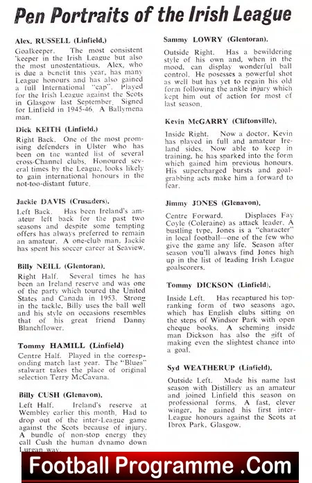 Northern Ireland League v Western Command 1955 - British Army