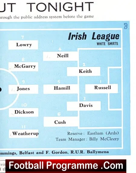 Northern Ireland League v Western Command 1955 - British Army