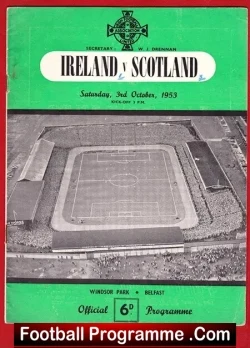 Northern Ireland v Scotland 1953 - football programme