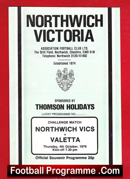 Northwich Victoria v Valetta 1979 – Malta Football Team