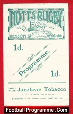 Nottingham Rugby v Waterloo 1925 - 1926 - Notts Rugby - rugby programme