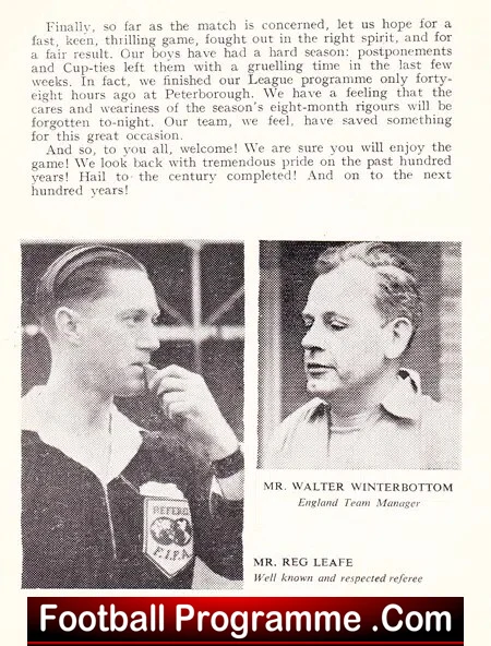 Notts County v England X1 1962 - Centenary Souvenir Programme