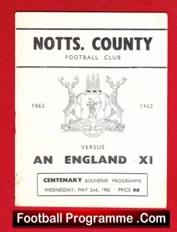 Notts County v England XI 1962 – Centenary Souvenir Programme