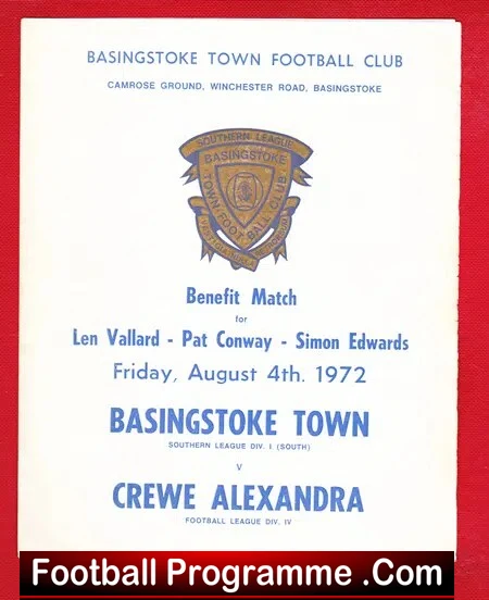 Pat Conway Testimonial Benefit Match Basingstoke Town 1972