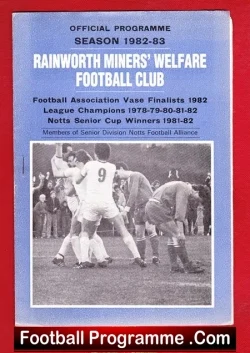 Rainworth Miners Welfare v Ruddington 1982 - football programme