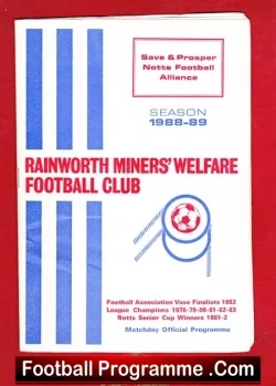 Rainworth Miners Welfare v Worthington Simpson 1988 - football programme