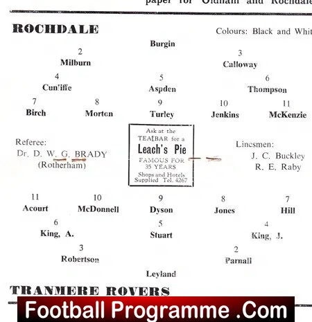 Rochdale v Tranmere Rovers 1964