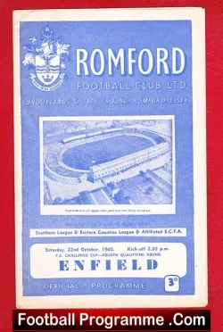 Romford v Enfield 1960 - FA Cup - football programme