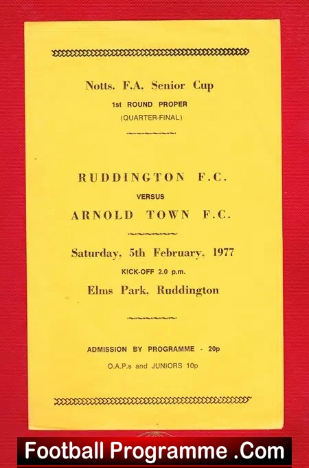 Ruddington v Arnold Town 1977 - Elms Park Notts Senior Cup