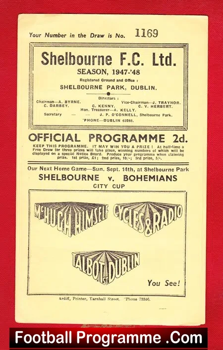 Shelbourne v Bohemian 1947 – Ireland Irish