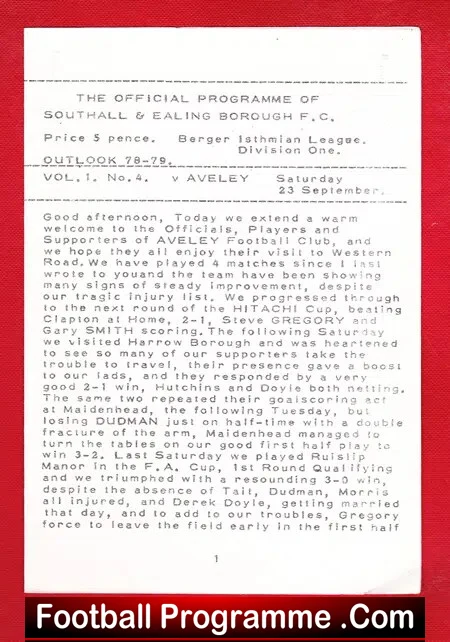 Southall v Aveley 1978