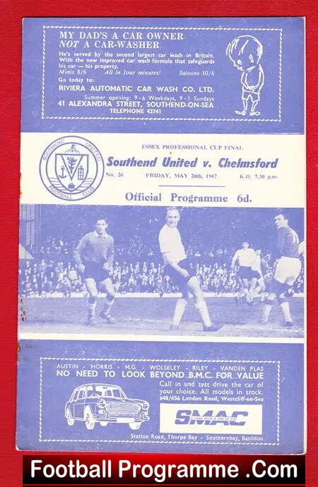 Southend United v Chelmsford City 1967 – Essex Cup Final