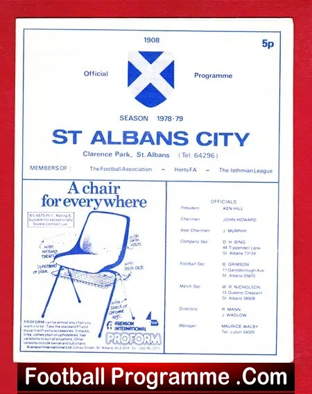 St Albans City v Aveley 1978