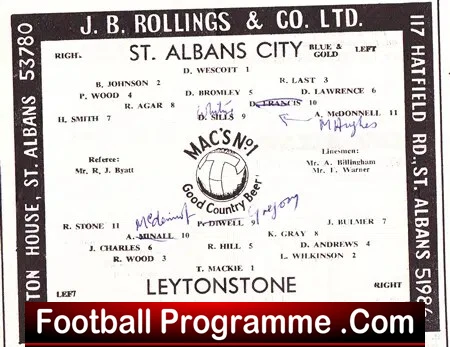 St Albans City v Leytonstone 1964