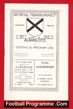 St Albans City v Tooting Mitcham 1962