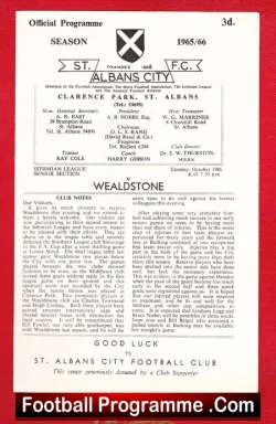 St Albans City v Wealdstone 1965 - football programme