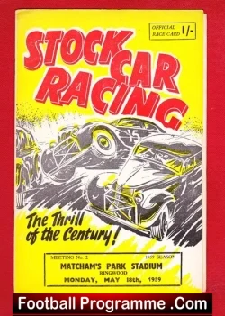 Stock Car Racing Programme Matchams Park Stadium 1959 - stock car racing programme