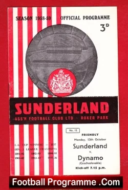Sunderland v Dynamo 1958 – Czech Team