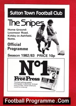 Sutton Town v Hucknall Rolls Royce 1982 - football programme
