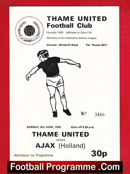 Thame United v Ajax 1976 – Dutch Holland Team