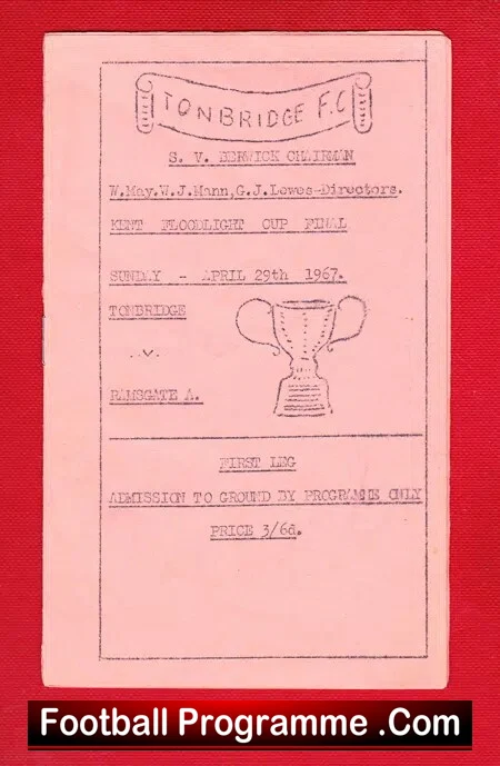 Tonbridge v Ramsgate 1967 – Kent Floodlight Cup Final