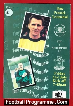 Tony Pennock Testimonial Benefit Match Yeovil Town 1999 - Signed - football programme