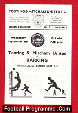 Tooting Mitcham United v Barking 1966