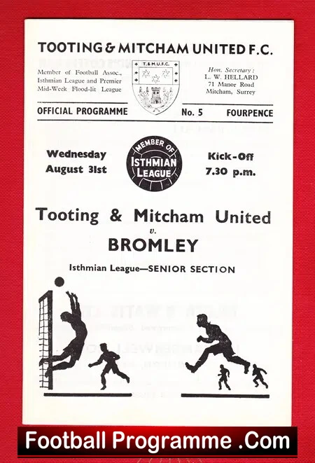 Tooting Mitcham United v Bromley 1966